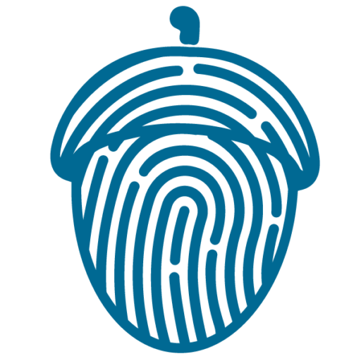 Icon Logo of Oakwood Creative Care's Acorn Fingerprint. Oakwood serves Mesa, Chandler, Sun Lakes, Gilbert, Queen Creek, and the surrounding areas of east valley Arizona for senior day care services for older adults with Alzheimer's, Parkinson's, dementia, cognitive challenges and physical challenges