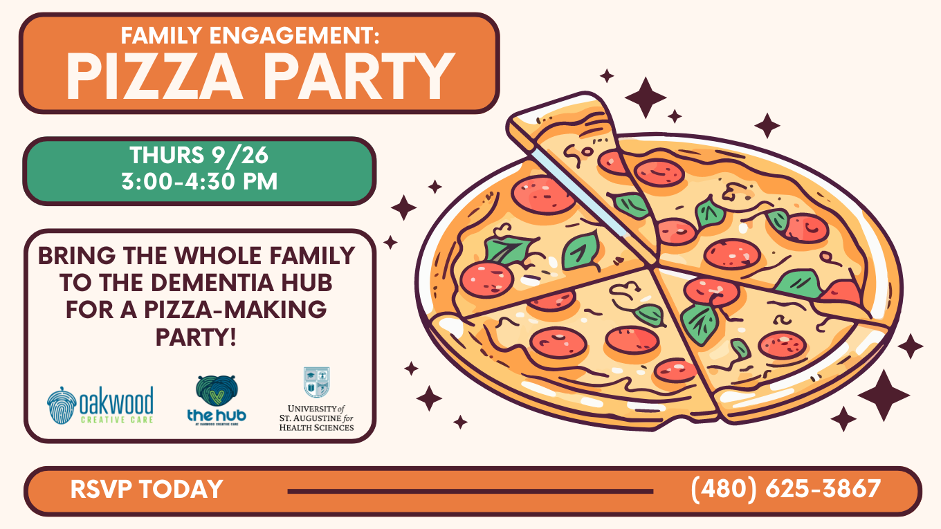 Family engagement pizza party at the dementia hub